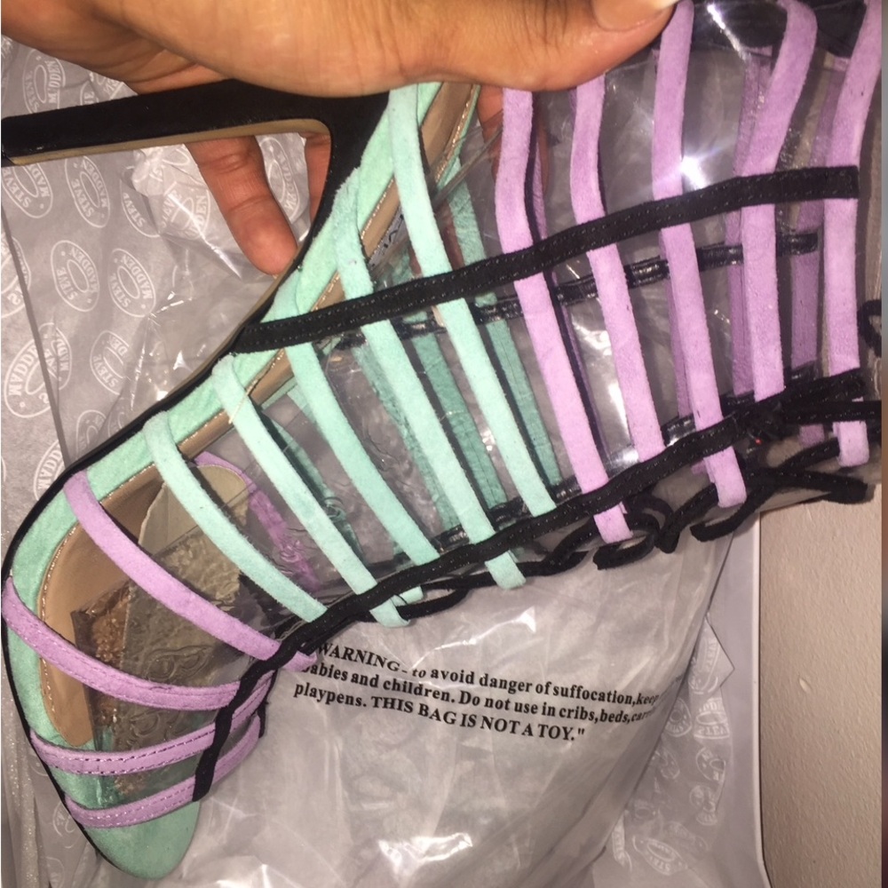 Steve Madden Mint and Lavender Strappy Heels